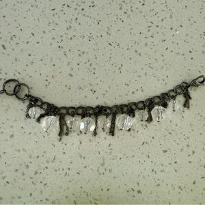 Dark Silver Fringe & Bead Bracelet
